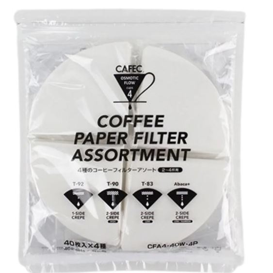 CAFEC A4P Filterpapier Probierset Cup 4, 4x40 Stück - Made in Japan