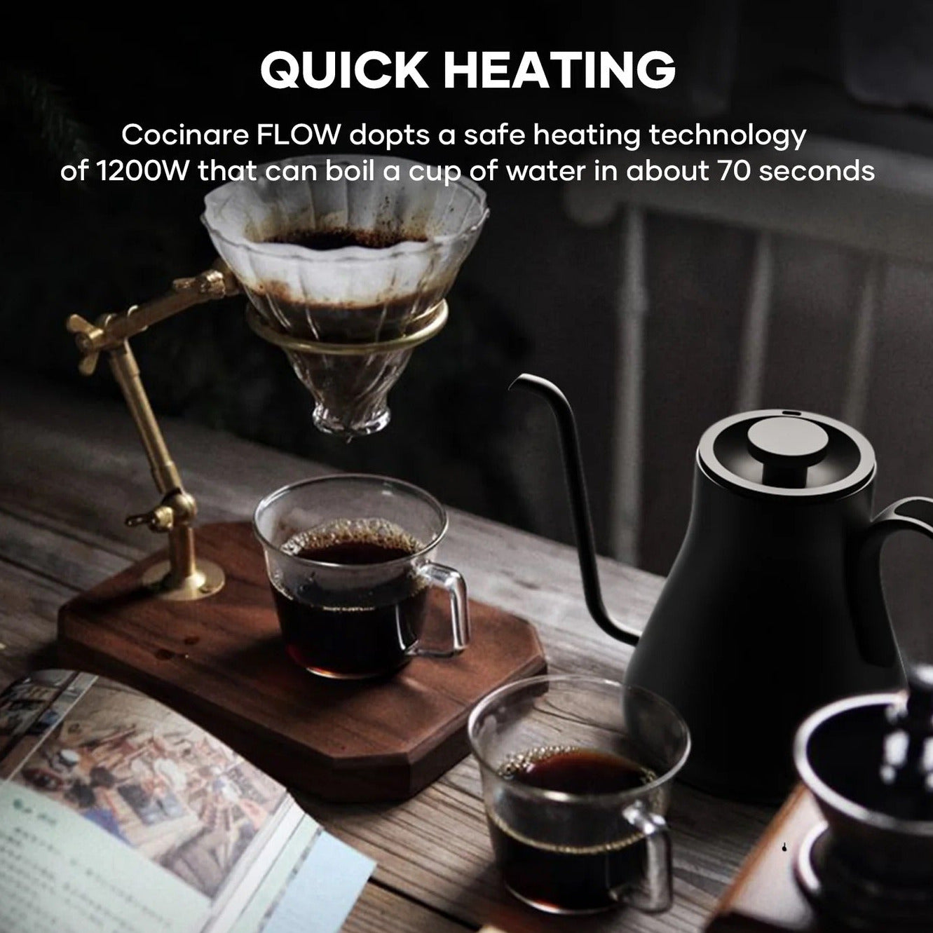 Cocinare Flow elektr. Wasserkocher + Timemore Basic 2 Waage - Pour-over Set