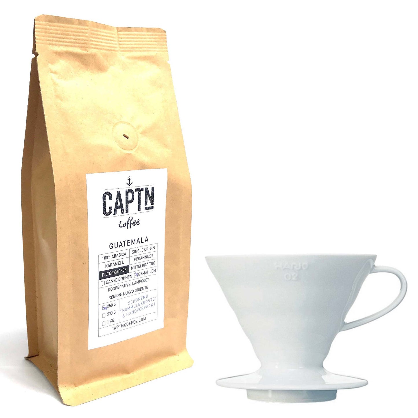 Hario V60 Dripper und Kaffee im Set Erfolg