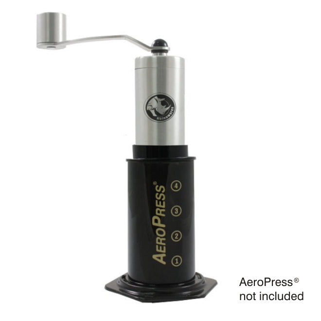 Rhino Kaffeemühle Grinder Small, Edelstahl, AeroPress Adapter