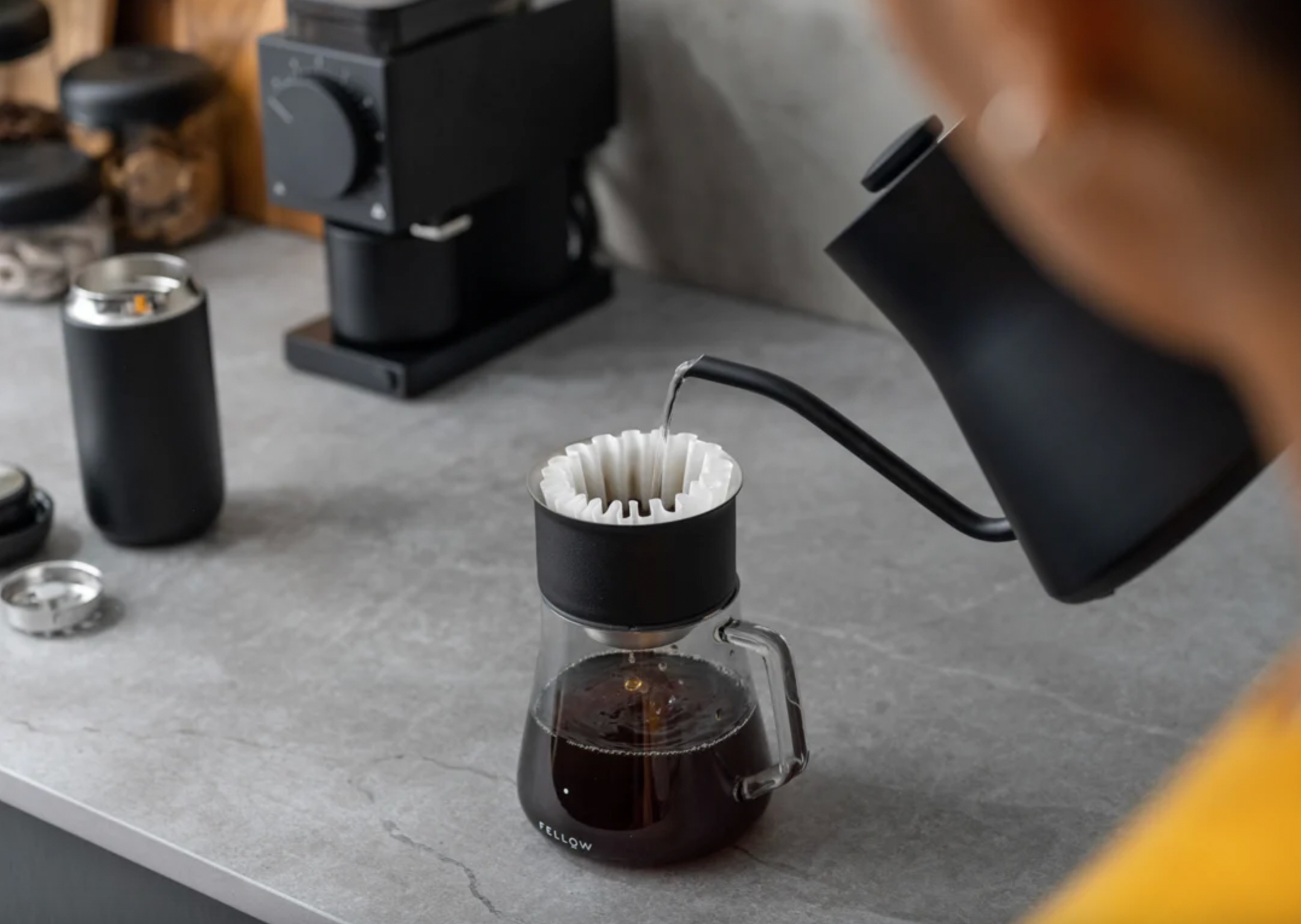 Fellow Stagg und Ode Mühle Kaffeezubereitung für Zuhause