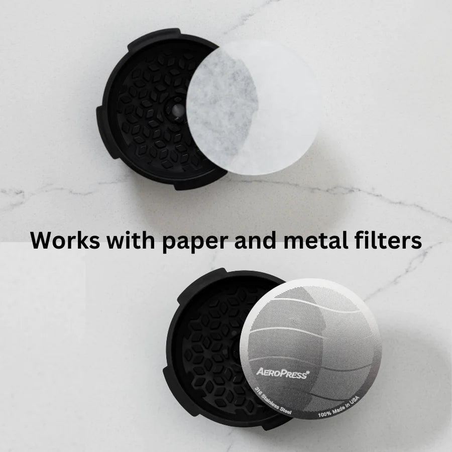 AeroPress Flow Control Filter Cap, mit Papier- und Edelstahlfilter verwendbar