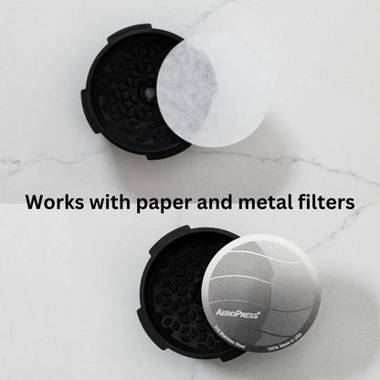 AeroPress Flow Control Filter Cap, mit Papier- und Edelstahlfilter verwendbar