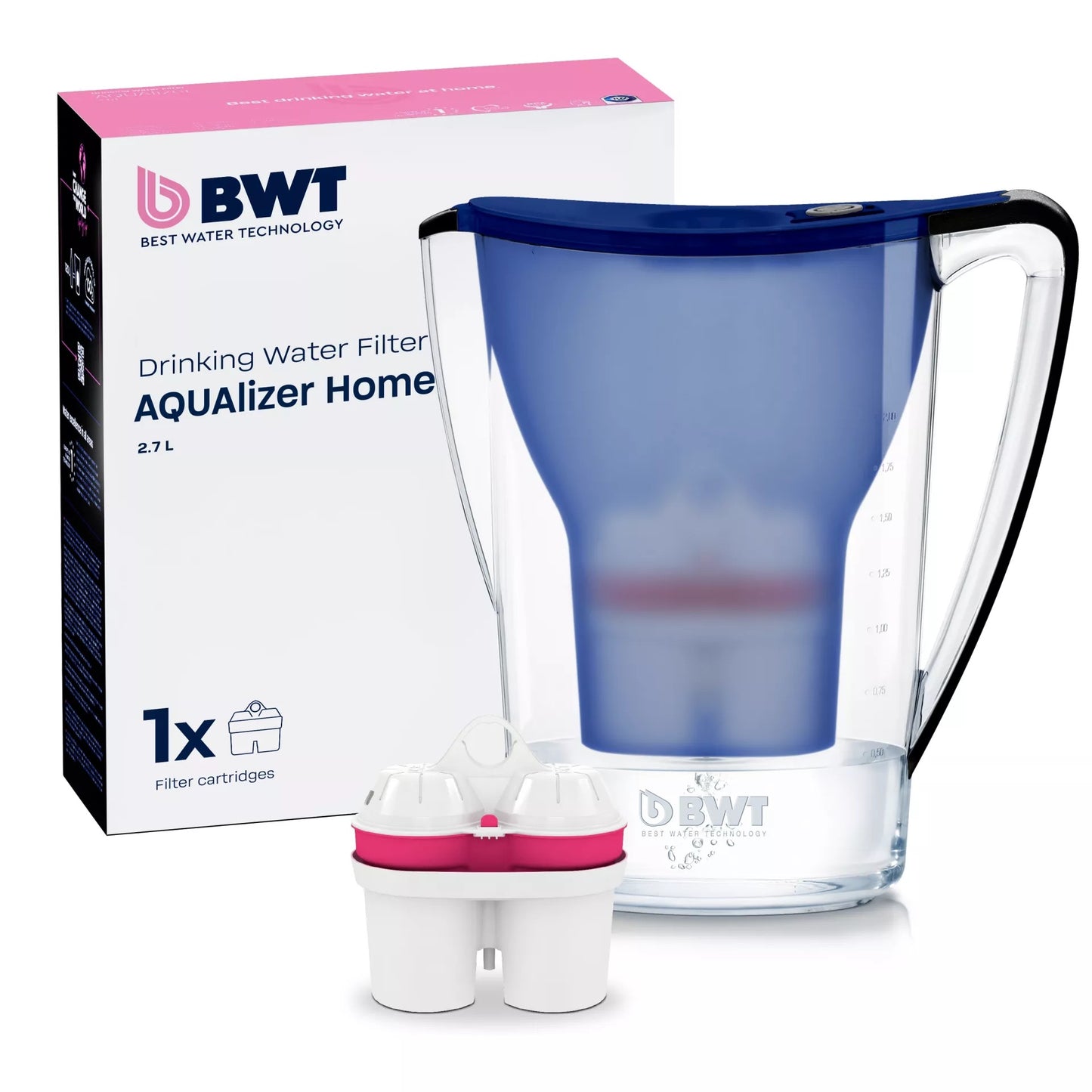 BWT AQUAlizer Home Tischwasserfilter mit Magnesium Mineralized Filterkartusche 2,7l