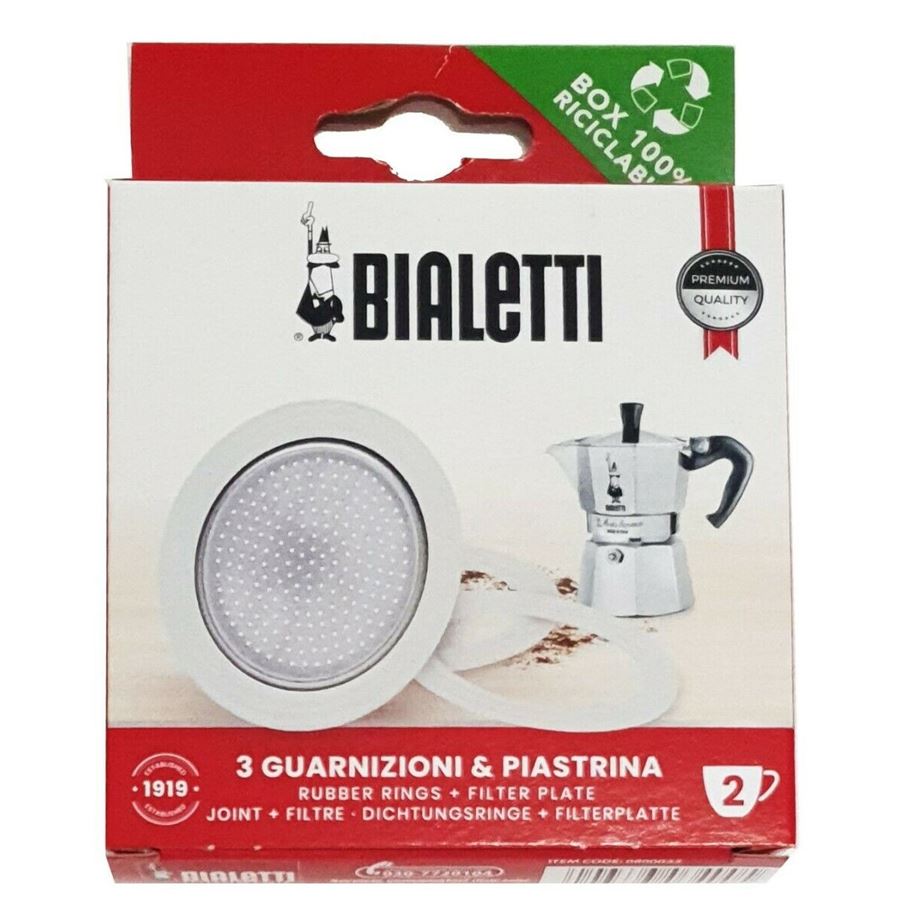 Bialetti Dichtung & Filtersieb Set – Original Ersatzteile für Aluminium Espressokocher