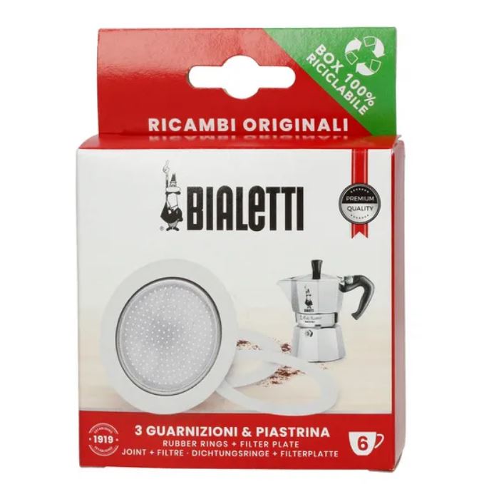 Bialetti Dichtung & Filtersieb Set – Original Ersatzteile für Aluminium Espressokocher