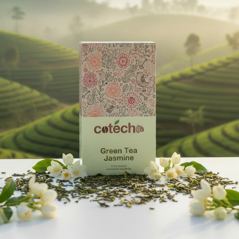 Cotecho Jasmine Grüntee 50 g mit 25 Pyramiden-Teebeuteln