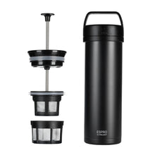 Laden Sie das Bild in den Galerie-Viewer, Espro P0 Ultralight Travel Coffee Press French Press für unterwegs, Black