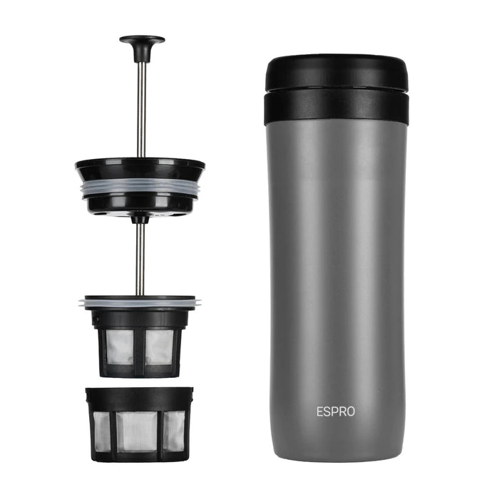 Espro P1 Travel Coffee Press, French Press für unterwegs Gunmetal Grey