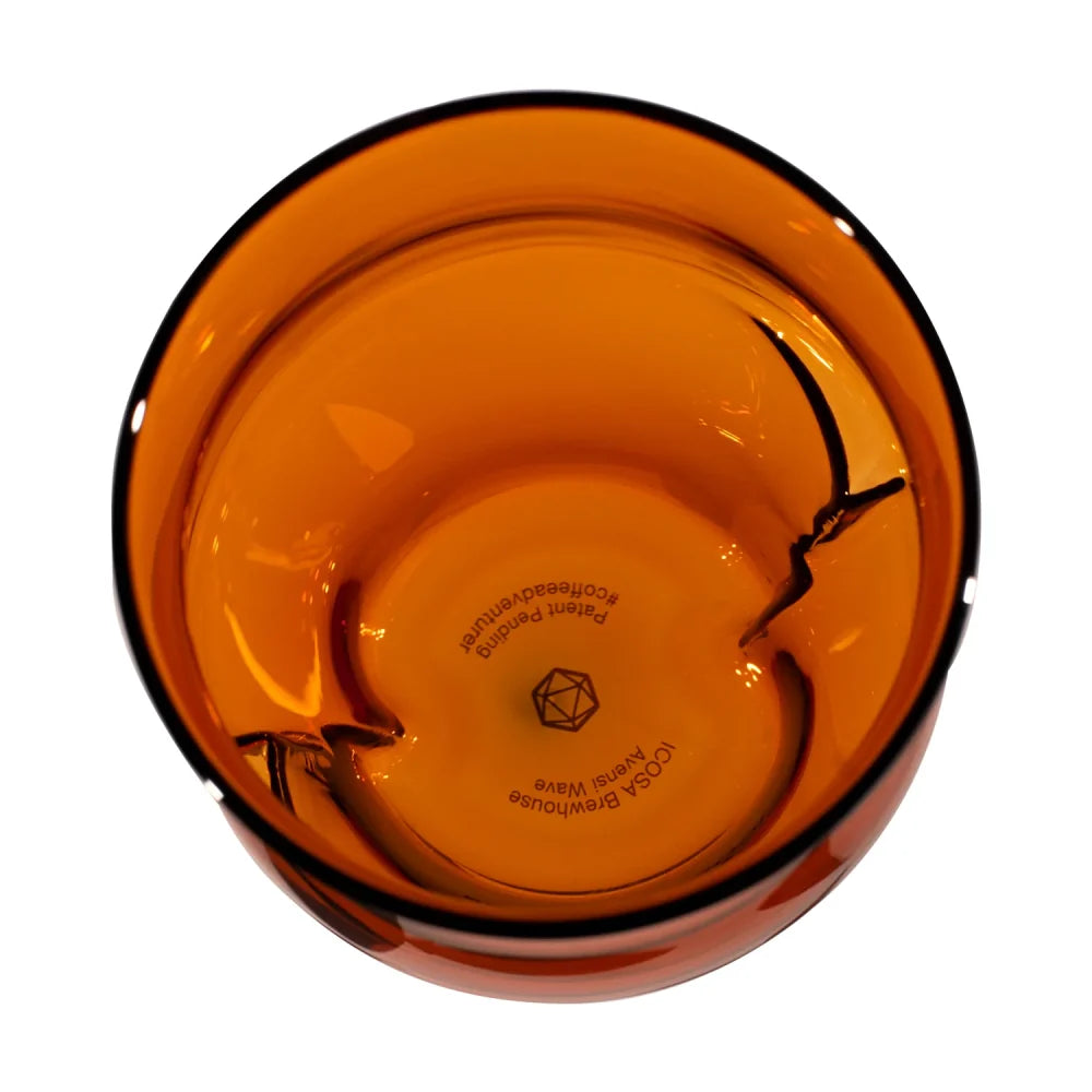Icosa Alto Coffee Glass 330 ml Amber aus Borosilikatglas von oben