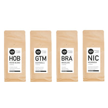 Load image into Gallery viewer, Sample pack of filter coffee mild 4x 250g - 4 types of coffee, mixed