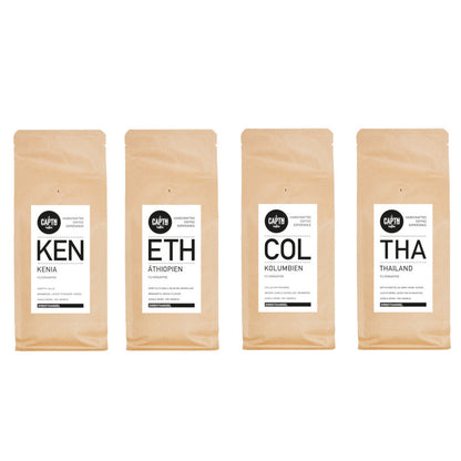 Probierpaket Filterkaffee stark 4x 250g - 4 Kaffeesorten, gemischt