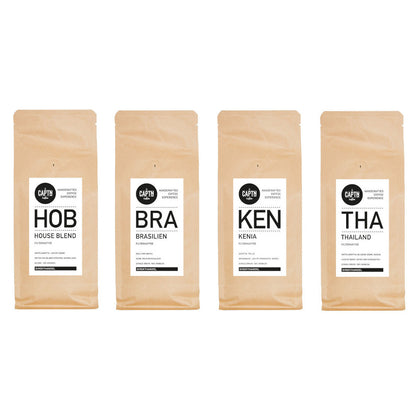 Probierpaket Filterkaffee schokoladig vs. fruchtig 4x 250g - 4 Kaffeesorten, gemischt