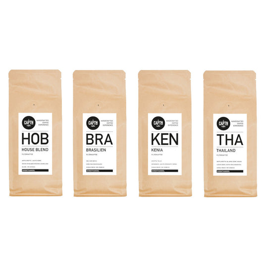 Probierpaket Filterkaffee schokoladig vs. fruchtig 4x 250g - 4 Kaffeesorten, gemischt
