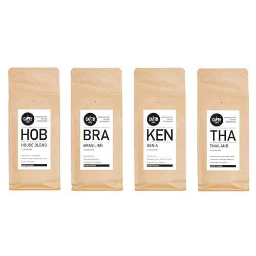 Probierpaket Filterkaffee schokoladig vs. fruchtig 4x 250g - 4 Kaffeesorten, gemischt