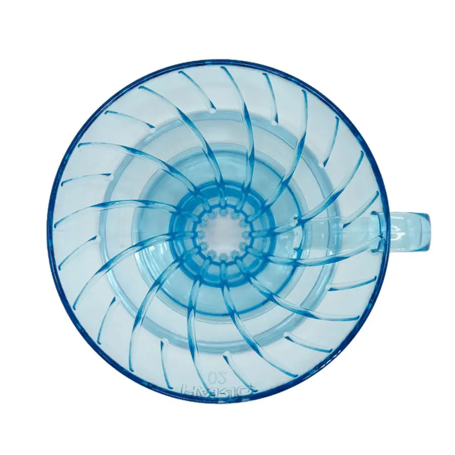 Hario V60 Dripper 02 Transparent Blue von oben