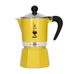 Bialetti Rainbow Gelb 3 Tassen – Farbenfroher Espressokocher aus Aluminium - B-Ware (neu, unbenutzt)
