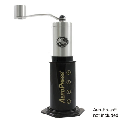 Rhino Kaffeemühle Grinder Small, Edelstahl, AeroPress Adapter